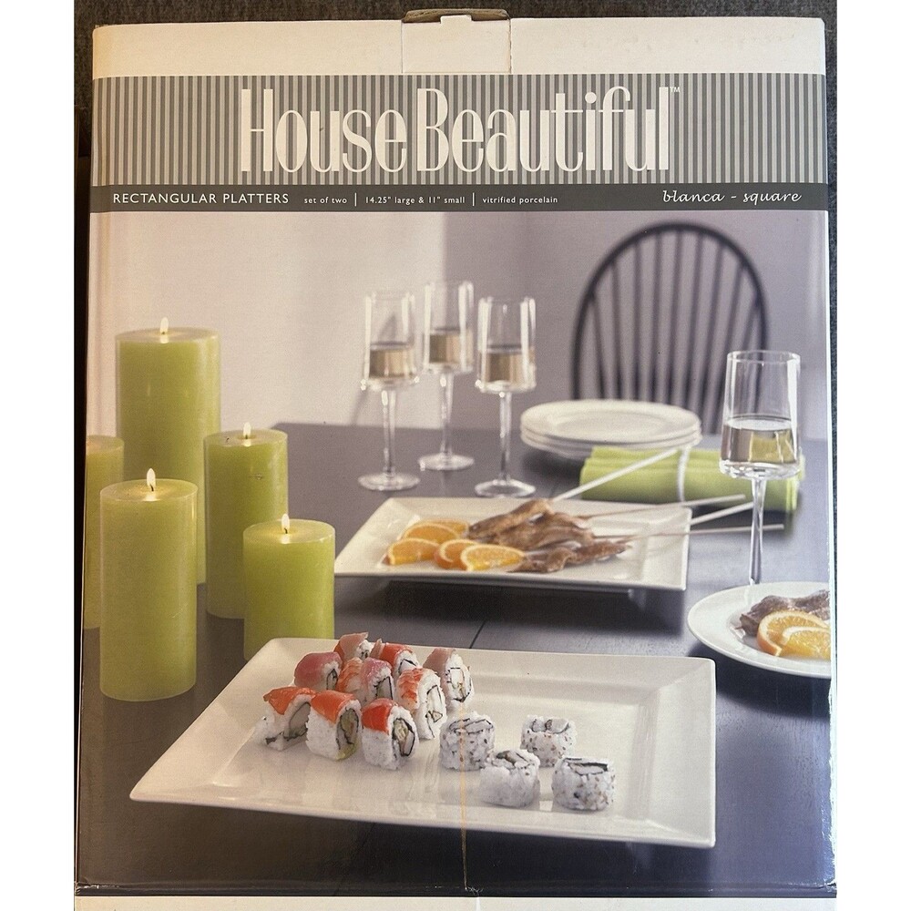 Rare House Beautiful BLANCA White Serving Platters Porcelain Set 14.25” & 11”